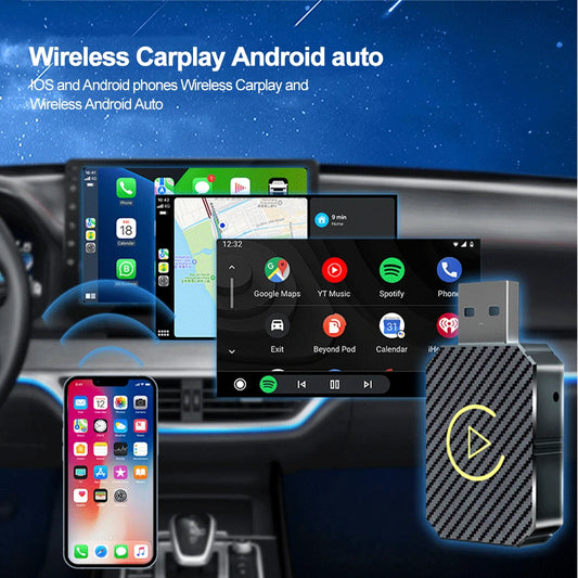 2 in 1 Wireless Carplay Adapter for Apple iOS Android Auto Smart USB Plug and Play For Havel Kia Volvo Audi MG VW Hyundai Jeep